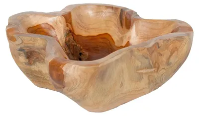 Produktbild von DEEP BOWL Natur Teak Schale, Unikat, Ø 25-35cm, Höhe 10cm, dekorativ