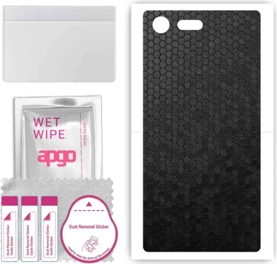 Produktbild von apgo Rückseite Schutzfolie, Skin, kompatibel mit Sony Xperia X Compact, Hinten Displayschutzfolie aus Vinylfolie, kratzfest, einfache Montage - Schwarze Honigwabe