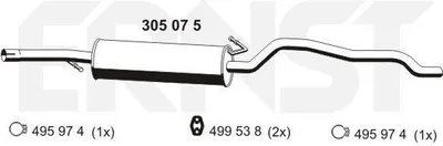 Produktbild von ERNST 305075 Mittelschalldämpfer Schalldämpfer für FORD GALAXY (WGR)