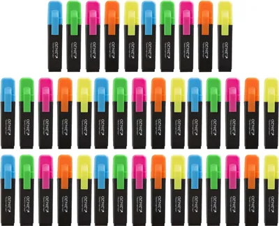 Produktbild von 40x GENIE Textmarker 5 Farben Neon Marker Set Highlighter Stifte Leuchtmarker