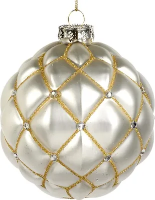 Produktbild von Goodwill Weihnachtskugel aus Glas Weiß-Gold D 10 cm Sonderangebot pro 2 Stück