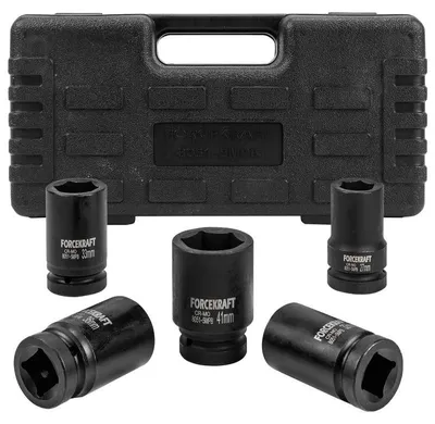 Zdjęcie produktu dla Nasadki udarowe 1" 27-41 mm zestaw 5 nasadek udarowych w walizce 6-kątne