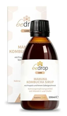 Produktbild von bedrop Manuka Kombucha Sirup mit Propolis und feinem Salbeigeschmack - 200ml