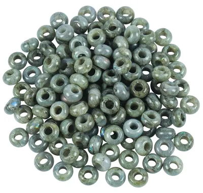 20 Mondstein-Rondelle-Perlen, 14x8 mm, großes Loch