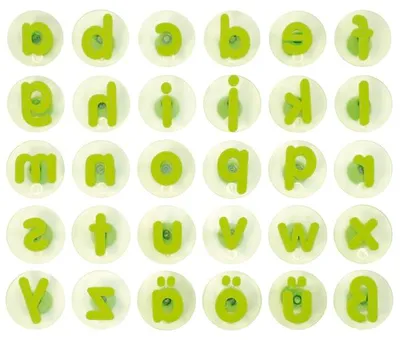 Produktbild von EDUPLAY 220-031 Riesenstempel Kleinbuchstaben, transparent/grün, 30-teilig (1 Set)