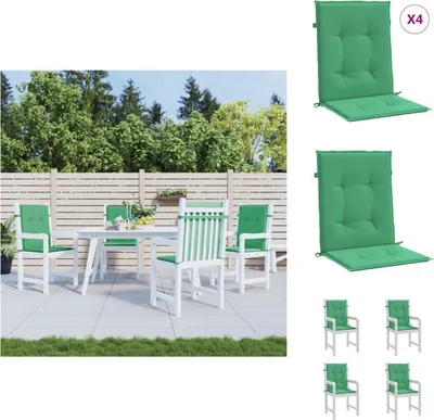 Produktbild von vidaXL Gartenstuhlauflagen für Niedriglehner 4 Stk. Grün 100x50x3 cm -  Sitzpolster