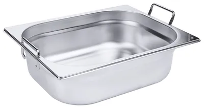 Produktbild von GN-Behälter, Gastronormbehälter, Edelstahl mit Griffen, GN 1/2, Größen wählbar : GN 1/2, 100 mm Variante: GN 1/2, 100 mm