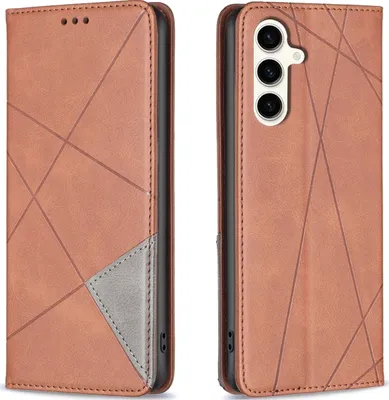 Produktbild von Mobigear Rhombus Slim  Samsung Galaxy S23 FE Hülle Klapphülle - Braun