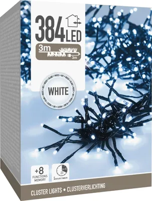 Obrázok produktu pre LED svetelná reťaz, studená biela, 384 LED diód, čierny kábel, interiér/exteriér, 6 m