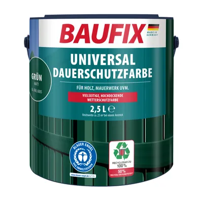 Produktbild von BAUFIX Universal Dauerschutzfarbe grün matt, 2.5 Liter, Wetterschutzfarbe