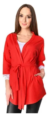 Produktbild von Damen Cardigan Jacke 3/4 Arm Tüll; Rot S/M