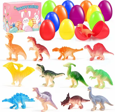 Produktbild von 12er Pack Ostereier Dinosaurier-Eier,Dinosaurier Figuren,Dinosaurier Spielzeug Set mit Bunte Mini Dinos Spielzeug,Ostergeschenk Sammlung für Kinder(B)