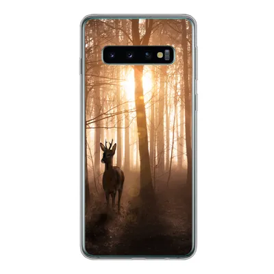 Produktbild von MuchoWow® Handyhülle Schutzhülle Hülle für Samsung Galaxy S10 Wald - Hirsche - Sonne - Bäume - Winter - Natur - Tiere Silikon Softcase Handy Hülle - Handytasche