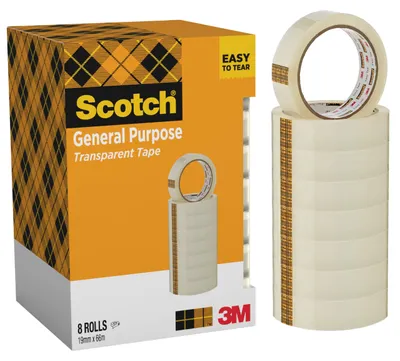Produktbild von Scotch 7100213204, 66 m, Transparent, Acryl, Polypropylen (PP), 7,62 cm, 19 mm, 8 Stück(e)
