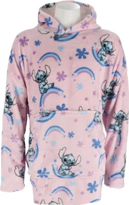 Produktbild von Disney Lilo & Stitch Hoodie-Decke für Erwachsene – Flauschige Kapuzendecke in Onesize Rosa