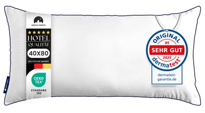 Produktbild von Gentle North Hochwertige Kopfkissen 40x80 cm groß in Hotelqualität - Flauschiges, gut gefülltes Schlafkissen für Allergiker geeignet - 60° Waschbar