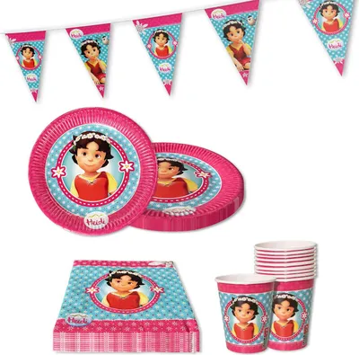 Produktbild von Heidi 51-tlg. Party Set – Geburtstag Deko mit Bechern Tellern Servietten Tüten