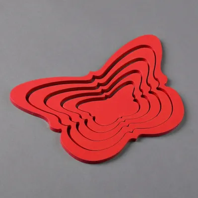Produktbild von Wanddeko Wandtattoo Wandaufkleber Schmetterling 3D Holz 5 tlg. Wandbild rot