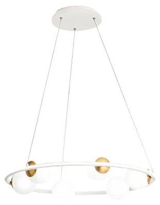 Immagine prodotto di Lampada a Sospensione LED 80W 5820lm 3000K, Struttura in Metallo Bianco e Diffusori in Vetro Opale per Illuminazione d'Interni Elegante - Perenz