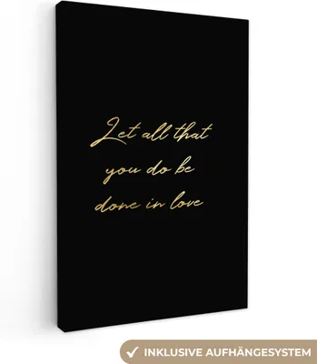 Produktbild von OneMillionCanvasses® - Leinwandbilder - 90x140 cm, Zitate - Liebe - Gold - Schwarz, Wandbilder Kunstdruck Wanddekoration - Wandschmucke - Schlafzimmer