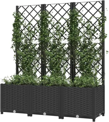 Image de Pot de fleurs - Jardinière - Bac potager - Bac de culture - Pot de fleurs avec treillis grimpant - Polypropylène résistant aux intempéries