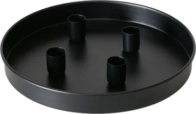 Produktbild von Rundes Kerzentablett Ø 25 cm aus Metall mit 4 magnetischen Kerzenhaltern - Farbe: schwarz