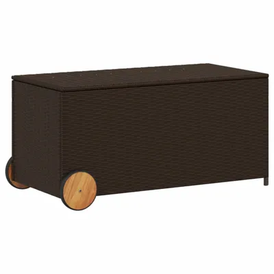 Obrázek produktu pro Zahradní úložný box s kolečky hnědý 190 l polyratan