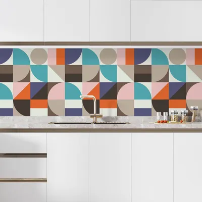Produktbild von Klebefolie für Küchenrückwand – Lumaléa – Geometrisches Muster – Klebefolie + MATTE Schutzfolie – 60 x 60 cm