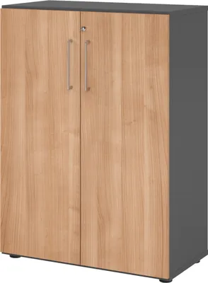 Produktbild von bümö smart Aktenschrank - 3 Ordnerhöhen - Nachbildung: Graphit/Nussbaum