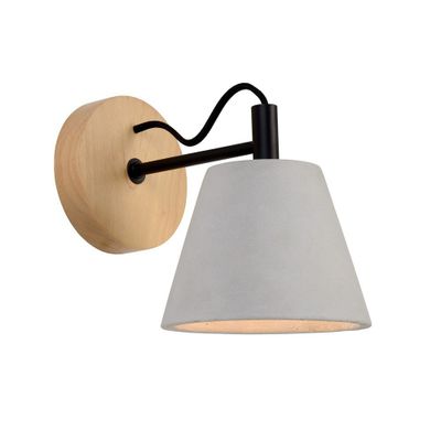 Lucide Possio Wandleuchte mit Betonschirm und Holz Wandleuchte Deko-Wandlicht E1