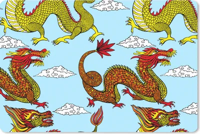 Produktbild von MuchoWow® Schreibtischunterlage Drache - Chinesisch - Muster 60x40 cm - XXL Mauspad - Großes Mauspad