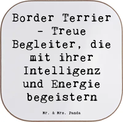 Produktbild von Mr. & Mrs. Panda Untersetzer für Gläser Spruch Border Terrier Freunde - Weiß - Geschenk, Tassenuntersetzer, gläseruntersetzer, treue Begleiter, Hunderassen Beschreibung
