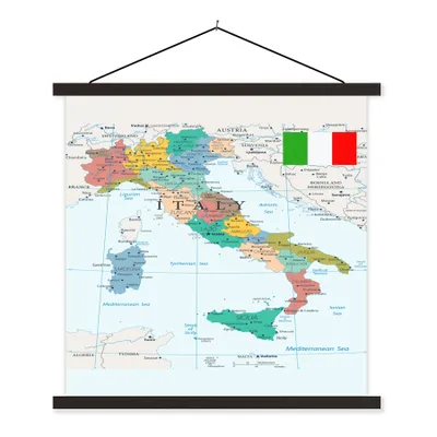 Obrázok produktu pre MuchoWow® Textilný plagát - Mapa Talianska - 90x90cm - S čiernymi lamelami