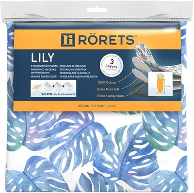 Image de Housse pour table à repasser Rörets Lily – 32x112 cm - 3 couches pour un confort de repassage optimal - Fixation Velcro pour un maintien parfait - Oeko-Tex