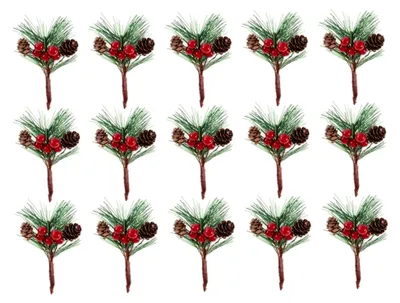 Produktbild von 15 Stück Kiefernzweige für Weihnachtsdekoration