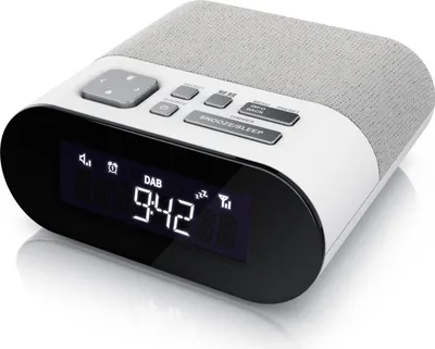 Image de BEARWARE Radio-réveil DAB/DAB+ avec 20 emplacements de mémoire, radio de cuisine numérique, FM, réveil numérique, double alarme snooze, 4 niveaux de luminosité, port de chargement USB, minuterie d'arrêt