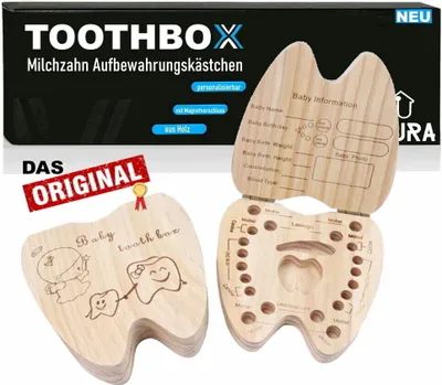 Produktbild von TOOTHBOX Milchzahndose Holz Zahndose Mädchen Jungen Baby Zahnbox Erinnerungsbox