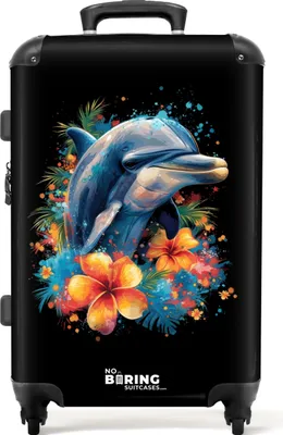 Produktbild von NoBoringSuitcases.com Hartschalen Koffer Mittelgroß 67x43x25 cm, 72L, Sommerliche Graffiti: Delfin, Reisekoffer mit 4 Rollen