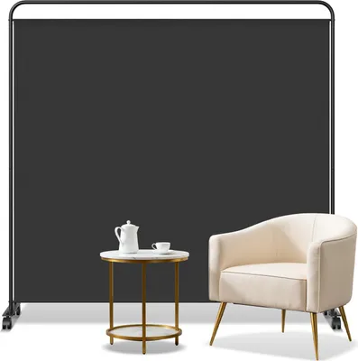 Image de Paravent Izrielar sur roulettes, 1 panneau, anthracite, 185 x 180 cm, séparateur d'espace extérieur, jardin, paravent espagnol, cloison de séparation, séparateur de pièce