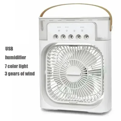Produktbild von 3in1 Luftkühler Ventilator mit Luftbefeuchter, LED-Nachtlicht, 3 Wind- und Sprühstufen – Weiß