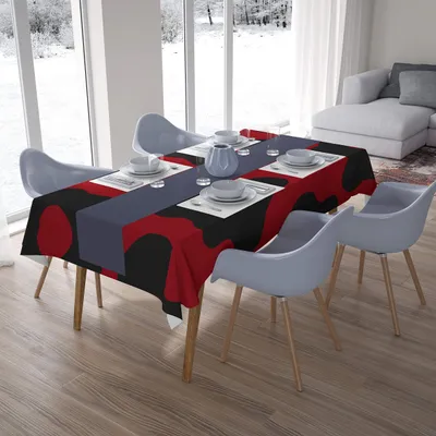 Tischdecke 140x200 cm Polyester rot-schwarz wasserabweisend
