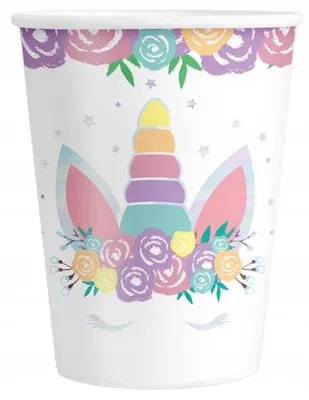 Zdjęcie produktu dla Kubki papierowe jednorożec 220ml 6szt - Party Pal