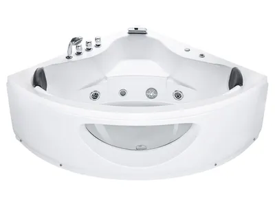 Obrázek produktu pro BELIANI Bílá vana ze sanitárního akrylátového plastu, oceli a kovu, multifunkční koupelnové doplňky, elegantní vzhled, moderní design