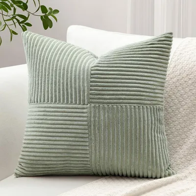Productafbeelding van Kussensloop, corduroy, kruisstreepmotief, lichtgrijs, 60x60 cm, 1 stuk
