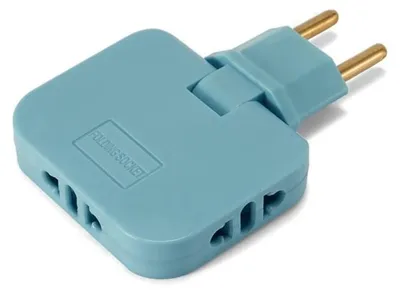 Zdjęcie produktu dla Trójnik z wtyczką do gniazdka Techstar® TS-A3 z obrotem 180°, 250 V, 10 A, kompatybilny z EU/US, niebieski