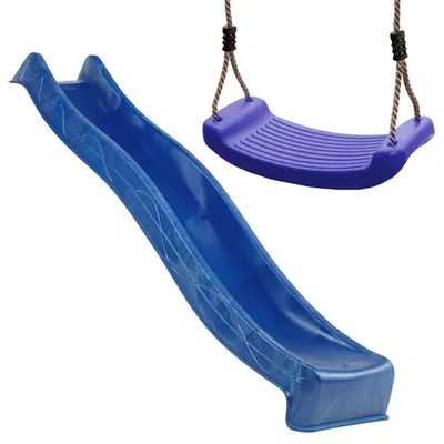 Produktbild von 4iQ Slide Wellenrutsche Rutsche 150 Blau aus HDPE für Kinderspielplatz + Schaukelsitz