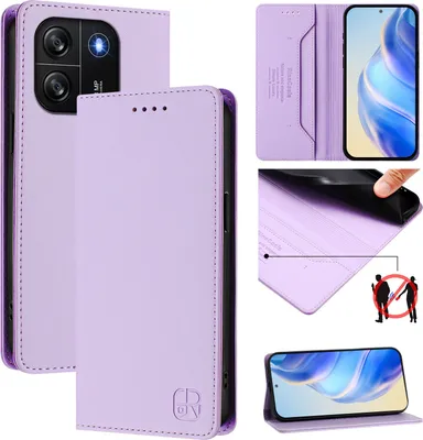 Produktbild von Lederhülle für Blackview Wave 6C Hülle Flip Brieftasche Kartenfächern Ständer Schutzhülle Violett