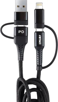 Produktbild von Ladekabel mit USB-A, USB-C und Lightning Anschluss, 1m, Serie UC-15