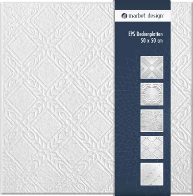 Produktbild von Deckenplatten aus Styropor EPS - Deckenpaneele leicht & robust im modernen Design - (38 Sparpaket PERGA 50x50cm) Verkleidung Deckenplatten Decke weiß