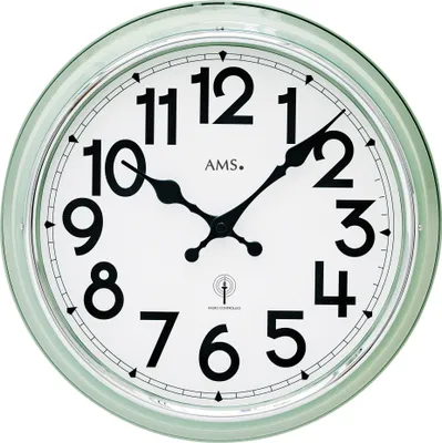Produktbild von AMS 5510 Wanduhr Funk Funkwanduhr analog Metall mint-grün retro rund